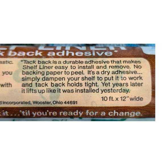 Vintage Rubbermaid Shelf Liner Green Floral Tack Bac Easy Peel USA Made 1978 - Picture 6 of 6